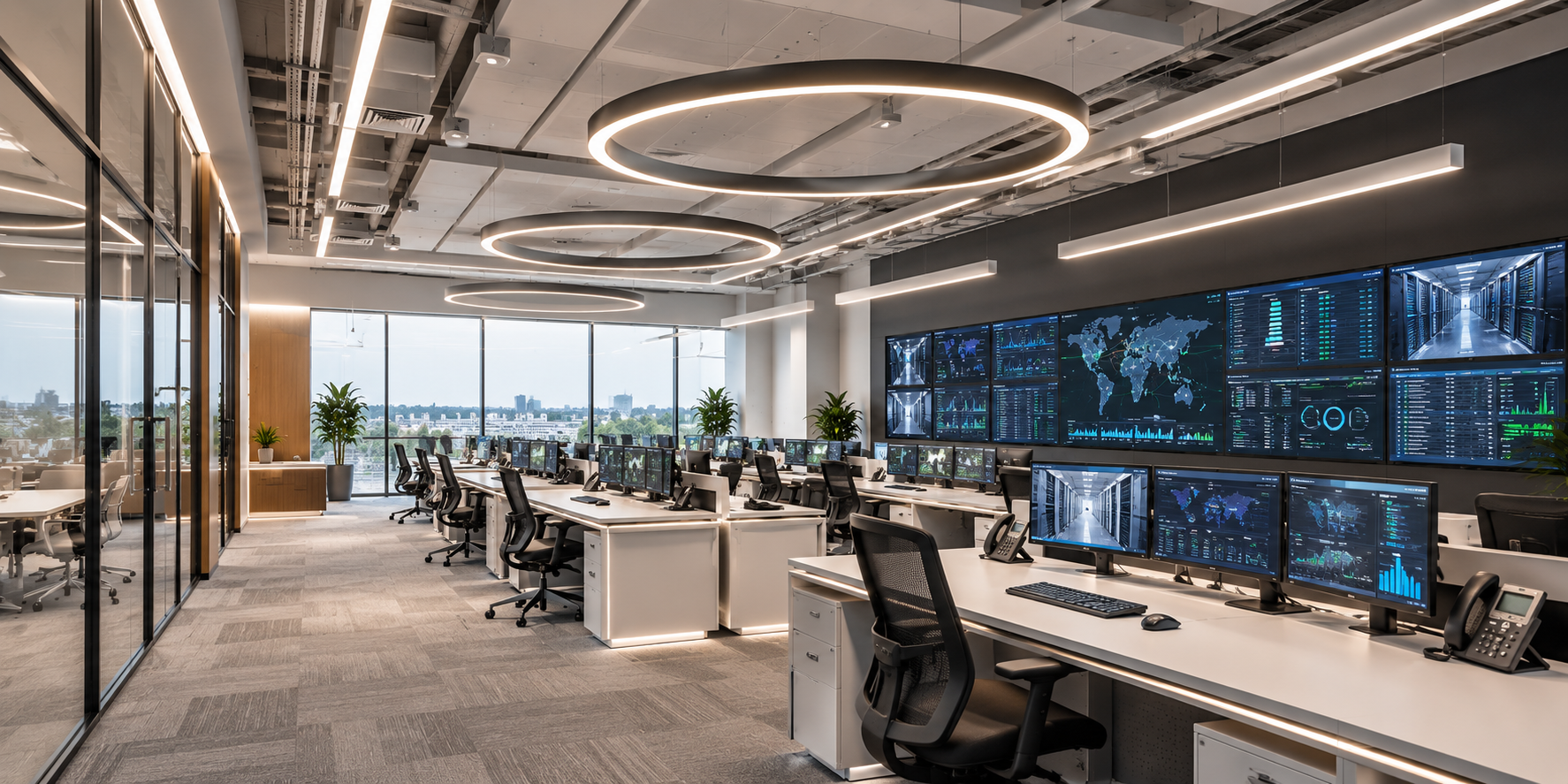 Lighting for data center control rooms and network operations centers