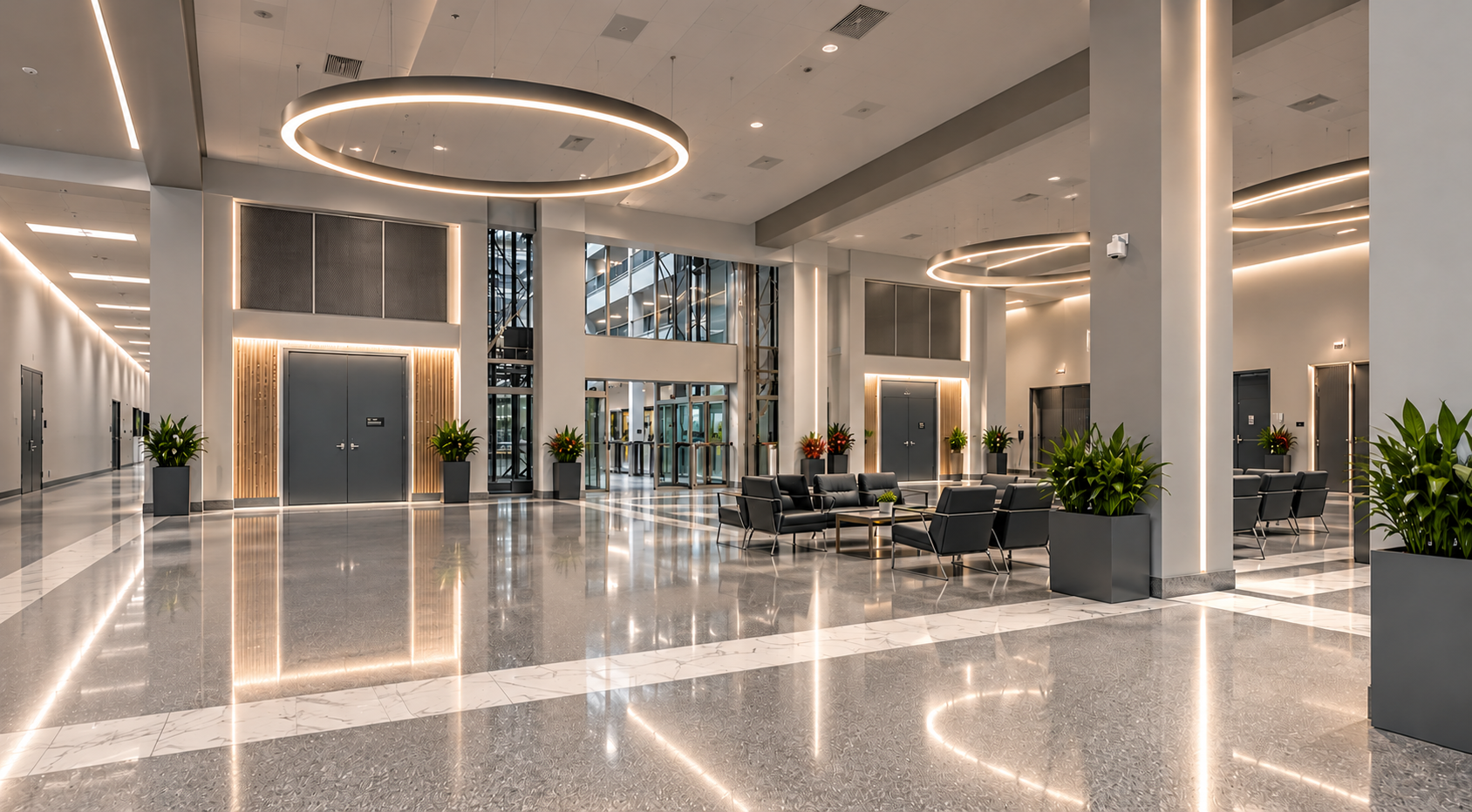 Entrance and reception lighting in a data center