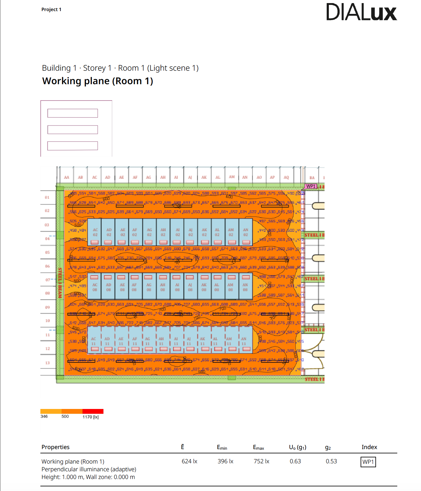 Data center lighting design floor lux level calculation